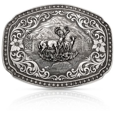 Montana Silversmiths Nature's Valor Buckle with Buck and Doe, 2900RTS-977L