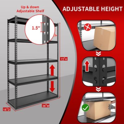 Image showing  The Atlas 5-Tier 36 in. with Heavy Duty Storage Shelving Load 4000 Lbs with Laminated Board