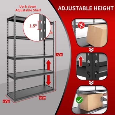 Image showing  The Atlas 5-Tier 36 in. Heavy Duty Storage Shelving Load 4000 Lbs with Laminated Board
