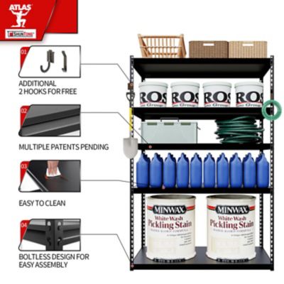 Image showing  The Atlas 5-Tier 48 in. Heavy Duty Storage Shelving Load 3250 Lbs with Laminated Board