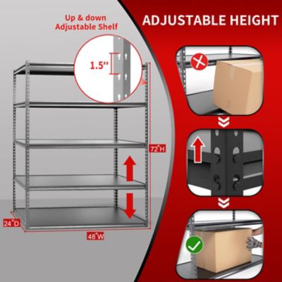 Image showing  The Atlas 5-Tier 48 in. Heavy Duty Storage Shelving Load 3250 Lbs with Laminated Board