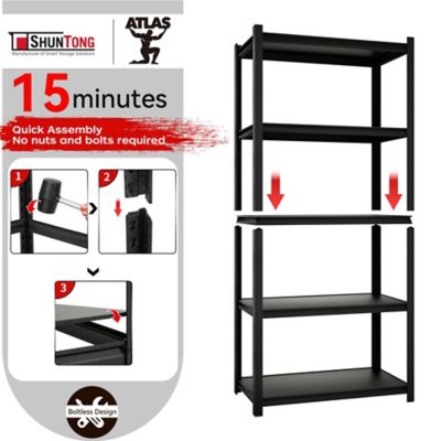 Image showing 5 th Shuntong 5-Tier 34 in. with Heavy Duty Storage Shelving load 2750 Lbs with Concealed Post and Laminated Board