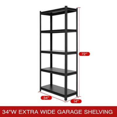 Image showing 6 th Shuntong 5-Tier 34 in. with Heavy Duty Storage Shelving load 2750 Lbs with Concealed Post and Laminated Board