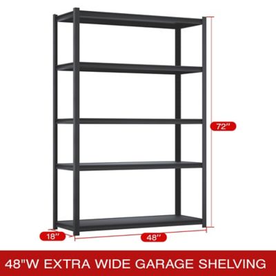 Image showing 6 th Shuntong 5-Tier 48 in. with Heavy Duty Storage Shevling load 3500 Lbs with Concealed Post and Laminated Boards