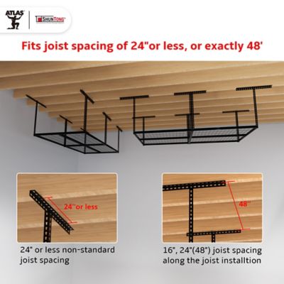 Image showing  The Atlas Pro 4 x 8 ft Overhead Garage Storage Rack, 1,250 lbs Weight Capacity, Hammertone Finish