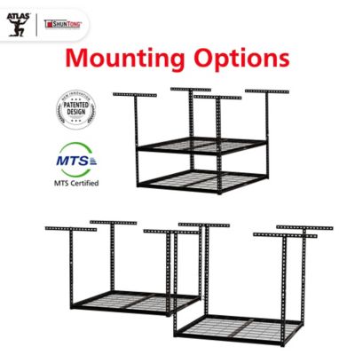 Image showing 6 th Shuntong The Atlas Pro 4 x 8 ft Overhead Garage Storage Rack, 1,250 lbs Weight Capacity, Hammertone Finish