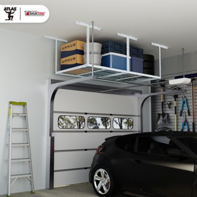 Image showing  The Atlas Pro 4 x 8 ft Overhead Garage Storage Rack, 1,250 lbs Weight Capacity, White