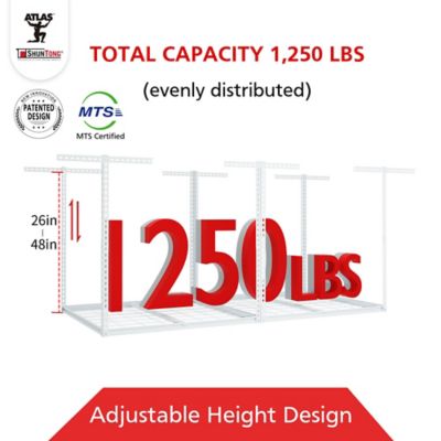 Image showing  The Atlas Pro 4 x 8 ft Overhead Garage Storage Rack, 1,250 lbs Weight Capacity, White