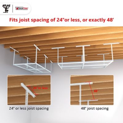 Image showing  The Atlas Pro 4 x 8 ft Overhead Garage Storage Rack, 1,250 lbs Weight Capacity, White