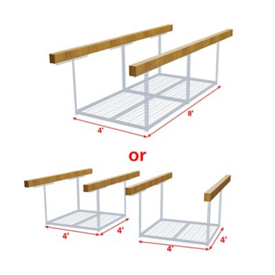 Image showing  The Atlas Pro 4 x 8 ft Overhead Garage Storage Rack, 1,250 lbs Weight Capacity, White
