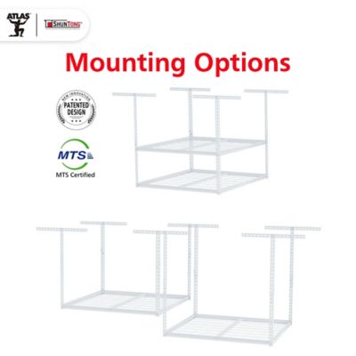 Image showing 6 th Shuntong The Atlas Pro 4 x 8 ft Overhead Garage Storage Rack, 1,250 lbs Weight Capacity, White