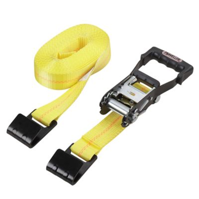 Image showing  2 in. x 27 ft. 3,333 lb. Capacity Ratchet Tie-Down Strap with Flat Hook, Yellow