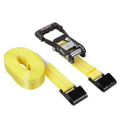 Image showing  2 in. x 27 ft. 3,333 lb. Capacity Ratchet Tie-Down Strap with Flat Hook, Yellow