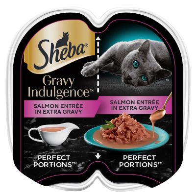 Sheba Gravy Indulgence Salmon Entree in Extra Gravy Cat Food, 2.6 oz. Twin-Pack Tray