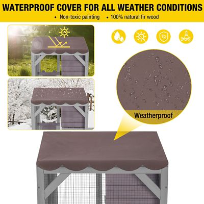 Image showing  AIR22-M Medium Wooden Outdoor Cat Catio with Wheels - Connecting with Window