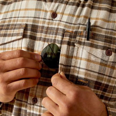 Image showing  Men's Rebar Flannel Durastretch Collared Long-Sleeve Work Shirt