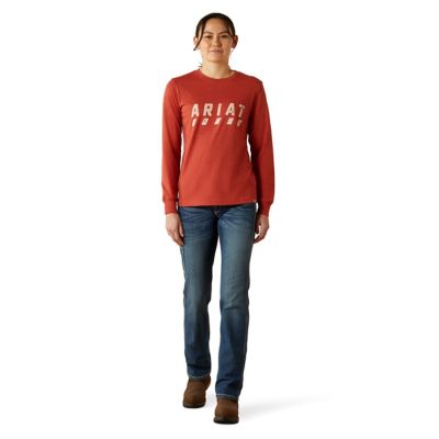 Image showing  Women's Rebar Cotton Strong Logo Crew Neck Long-Sleeve Work T-Shirt