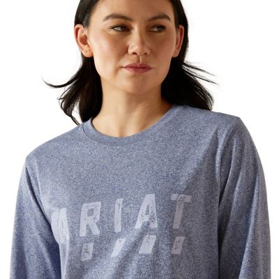 Image showing  Women's Rebar Cotton Strong Logo Crew Neck Long-Sleeve Work T-Shirt