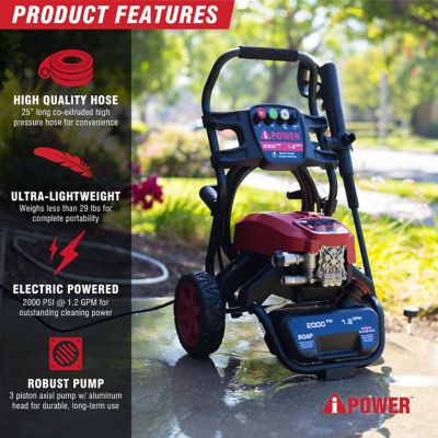 Image showing  2000 PSI Electric Pressure Washer 1.2 GPM Pump Soap Tank 4 Nozzles Spray Gun High Quality Motor