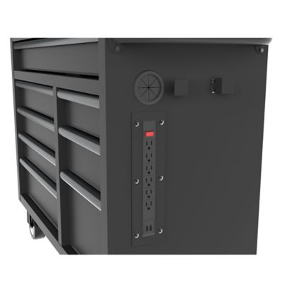 Image showing  42 in. 8-Drawer Mobile Wooden-Top Tool Cabinet, Black