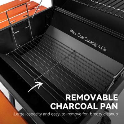 Image showing 8 th Royal Gourmet BBQ Barrel Charcoal Grill with Wooden Front Shelf and Side Shelf, 596 sq. in., Black