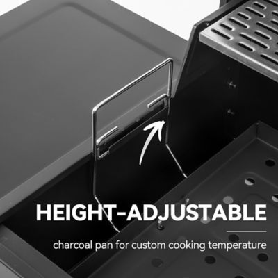 Image showing 5 th Royal Gourmet Barrel Charcoal Grill with 2 Foldable Side Shelves and Height-Adjustable Charcoal Pan, 470 sq. in., Black