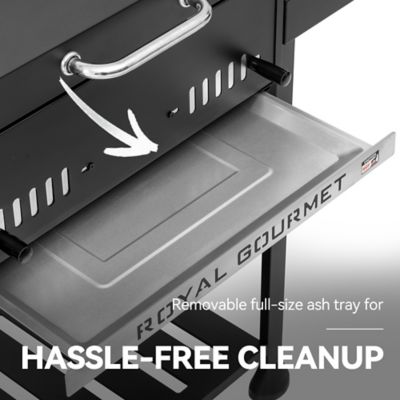 Image showing 7 th Royal Gourmet Barrel Charcoal Grill with 2 Foldable Side Shelves and Height-Adjustable Charcoal Pan, 470 sq. in., Black