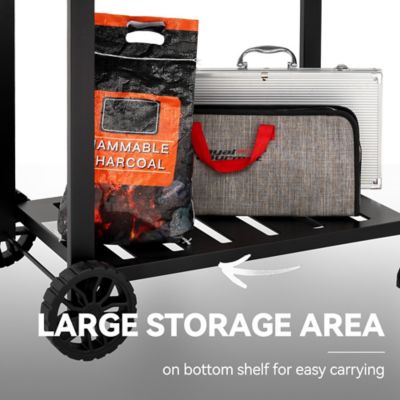 Image showing 8 th Royal Gourmet Barrel Charcoal Grill with 2 Foldable Side Shelves and Height-Adjustable Charcoal Pan, 470 sq. in., Black