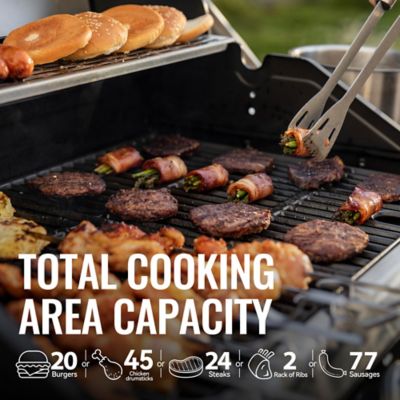 Image showing  4-Burner Stainless Steel Propane Gas Grill with Cabinet, Gray, With Side Burner