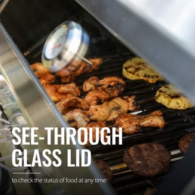 Image showing  4-Burner Stainless Steel Propane Gas Grill with Cabinet, Gray, With Side Burner