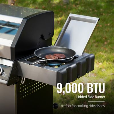 Image showing 5 th Royal Gourmet 4-Burner Stainless Steel Propane Gas Grill with Cabinet, Gray, With Side Burner