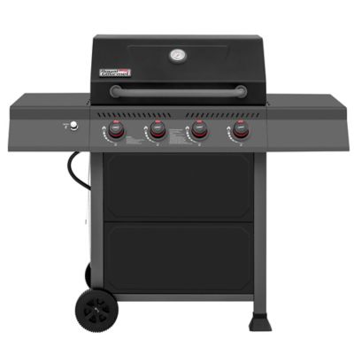 Image showing  4-Burner Propane Gas Grill with Side Shelves, Black