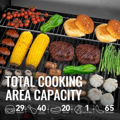 Image showing  4-Burner Propane Gas Grill with Side Shelves, Black