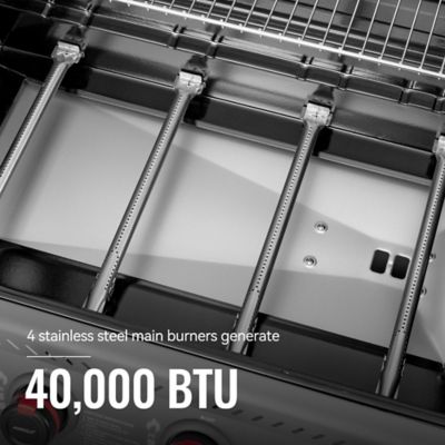 Image showing  4-Burner Propane Gas Grill with Side Shelves, Black