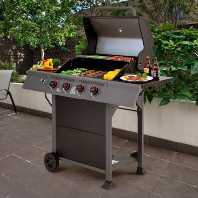 Image showing 8 th Royal Gourmet 4-Burner Propane Gas Grill with Side Shelves, Black