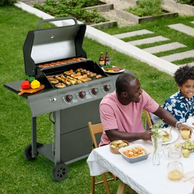 Image showing 9 th Royal Gourmet 4-Burner Propane Gas Grill with Side Shelves, Black
