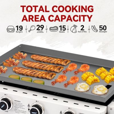 Image showing  3-Burner Propane Gas Griddle with Collapsible Side Shelves, 492 sq. in., White