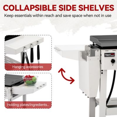 Image showing  3-Burner Propane Gas Griddle with Collapsible Side Shelves, 492 sq. in., White