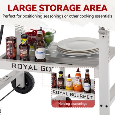 Image showing 7 th Royal Gourmet 3-Burner Propane Gas Griddle with Collapsible Side Shelves, 492 sq. in., White