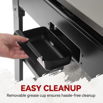 Image showing 7 th Royal Gourmet 4-Burner Propane Gas Flat Top Griddle with Side Shelves, Front Basket and Middle Shelf, 732 sq. in., Black