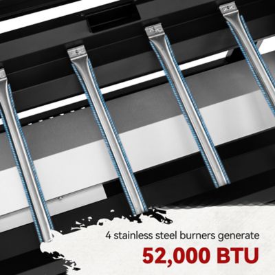 Image showing  4-Burner Premium Propane Gas Flat Top Griddle with Hood, Cabinet and Side Shelves, 733 sq. in., Black