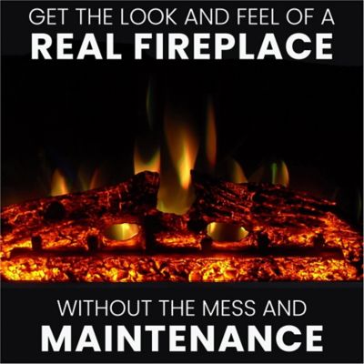 Image showing  Industrial Chic Electric Fireplace Heater with Deep Log Display and 5 Flame Colors