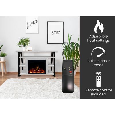 Image showing  Industrial Chic Electric Fireplace Heater with Deep Log Display and 5 Flame Colors