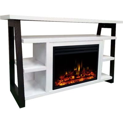 Image showing  Industrial Chic Electric Fireplace Heater with Deep Log Display and 5 Flame Colors