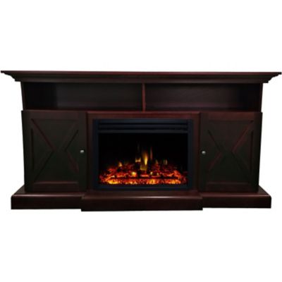 Hanover Whitby Farmhouse Electric Fireplace Heater with Deep Log Insert and Multi-Color Flame Display, FS6215-1BMHL3