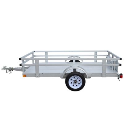 Image showing 6 th Stirling 5 x 8ft. Galvalume Kit Trailer with Side Rails, Ramps and Plank Floor