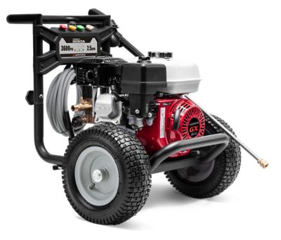 Image showing  3600 PSI Gas Pressure Washer, Honda GX200, 2.5 GPM, 5 QC Nozzles, 25 ft Hose, 12 in Tires, Stainless Wand