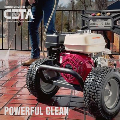 Image showing 5 th Yard Force 3600 PSI Gas Pressure Washer, Honda GX200, 2.5 GPM, 5 QC Nozzles, 25 ft Hose, 12 in Tires, Stainless Wand