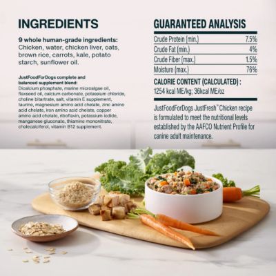 Image showing 5 th JustFoodForDogs JustFresh Chicken Recipe Dog Food, 12 oz.