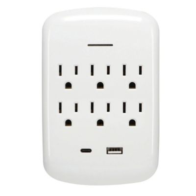 PRIME 6-Outlet Surge Protector Wall Tap with USB-C and USB-A Charging Outlets